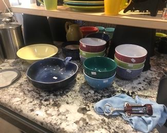 blue ceramic apple bowl