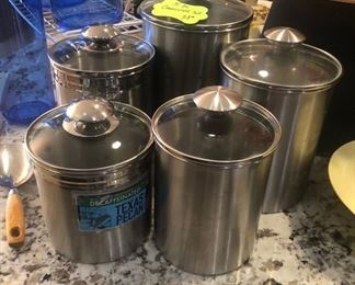set of 5 stainless cannisters