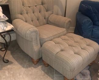 Large button-back chair & ottoman