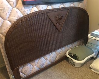 King size wicker headboard w/ palm tree motif