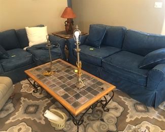 Comfy denim "slip-cover" sofa & love seat