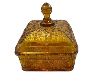 Amber Tiara Glass Bee Box