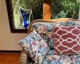 Fine Art glass, wicker love seat 
