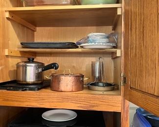 Microwave, pots pans