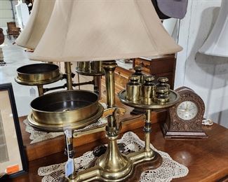 Vintage scale converted to lamp, brass