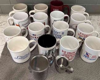 Assortment of Mugs and Stainless Steel Creamer cups