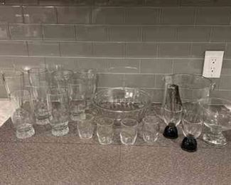 Glassware assortment and four place mats
