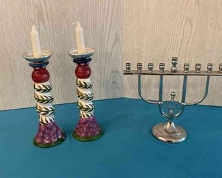Hanukkiah and Shabbat Candle Holders