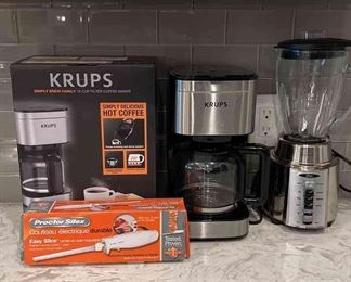 Krups Coffee brewer, blender and electric knife