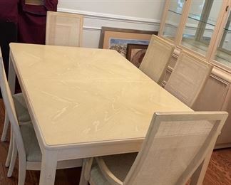 Thomasville dining room table with six chairs