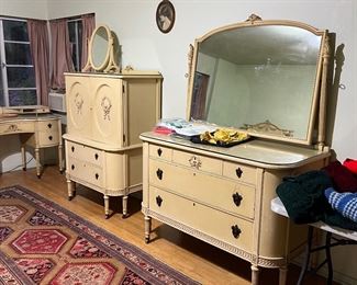 Highboy and dresser with mirror.