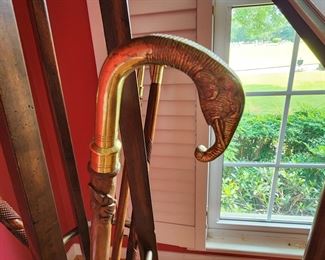 Brass Elephant Handle Walking Stick (2 available)