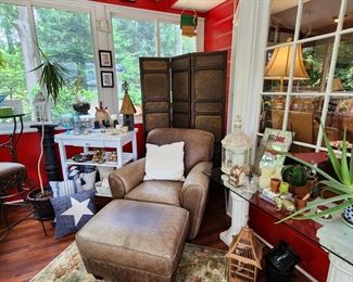 Leather Chair and Ottoman