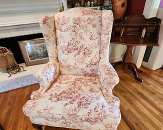 Toile Wingback Chair
