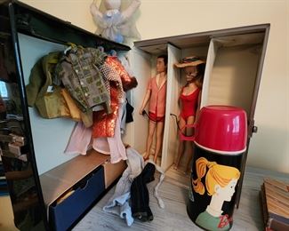 Vintage Barbie and Ken Case, Doll Clothes and Thermos