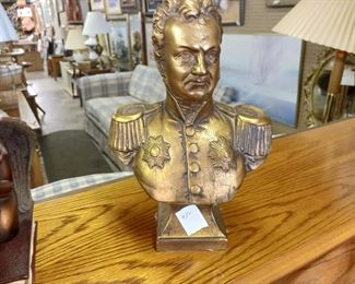 19th C Bronze Bust of France Emperor Napoleon Waterloo Battle War