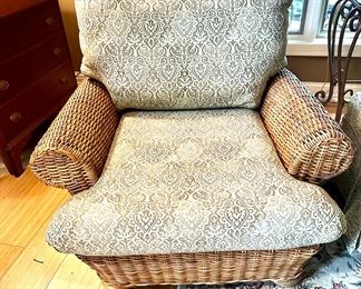 2 Rattan Arm Chairs.  Comes with optional Decorative Slipcover