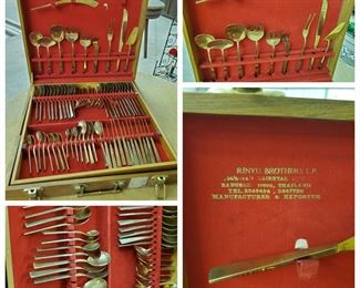 Ten Place Setting of Oriental Brass Cuttery;  Rinyu Brothersm L.P.  Bangkok , Thailand 