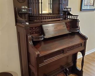 Beautiful Carved Organ - Works with your feet.  Stool included!
