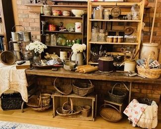 House Full of Baskets/Vintage Tablecloths/Household Items.