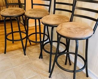 Set of 4 Cushioned Iron Bar Stools.