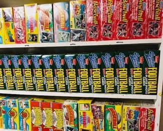 Boxes of Football/Baseball/NBA/NHL Cards.