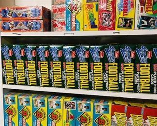 Boxes of Football/Baseball/NBA/NHL Cards.