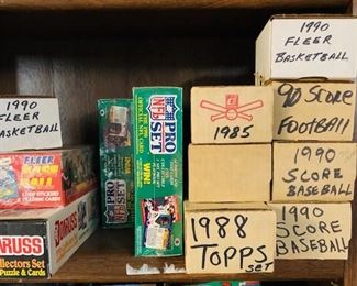Boxes of Football/Baseball/NBA/NHL Cards.