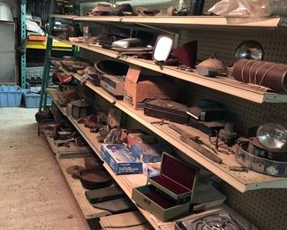 Various Items in the BARN to shop including Tools, Electronics, Automotive Parts and Items, Hardware and more! Including the Metal Aisle Shelving Units.