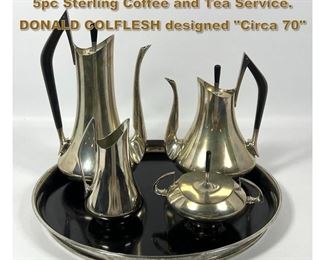 Lot 1700 DONALD COLFLESH for GORHAM 5pc Sterling Coffee and Tea Service. DONALD COLFLESH designed Circa 70 