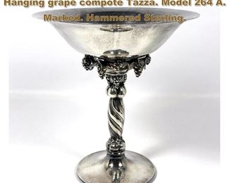 Lot 1704 GEORG JENSEN Sterling silver Hanging grape compote Tazza. Model 264 A. Marked. Hammered Sterling. 