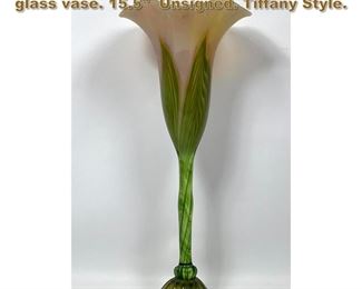 Lot 1707 Lundberg studios Floriform art glass vase. 15.5 Unsigned. Tiffany Style.