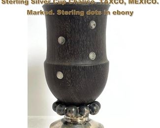 Lot 1710 WILLIAM SPRATLING Ebony, Sterling Silver Cup Chalice. TAXCO, MEXICO. Marked. Sterling dots in ebony 