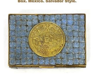 Lot 1713 Glass Tile Mosaic Brass Lidded Box. Mexico. Salvador Style.