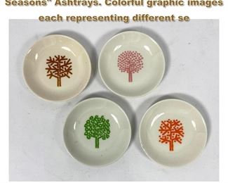 Lot 1715 Set 4 STERLING CHINA Four Seasons Ashtrays. Colorful graphic images each representing different se
