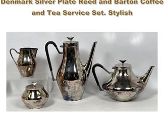 Lot 1718 4pc John Prip Danish Modern Denmark Silver Plate Reed and Barton Coffee and Tea Service Set. Stylish