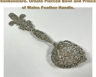 Lot 1721 Tiffany and company sterling bonbonniere. Ornate Pierced Bowl and Prince of Wales Feather Handle. 