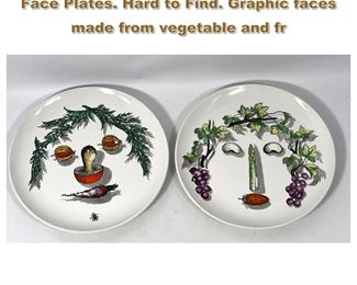 Lot 1724 Pr PIERO FORNASETTI Milano Italy Face Plates. Hard to Find. Graphic faces made from vegetable and fr