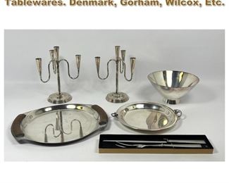 Lot 1726 Mid Century Modern Silverplate Tablewares. Denmark, Gorham, Wilcox, Etc. 