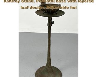 Lot 1733 Antique TIFFANY STUDIOS Bronze Ashtray Stand. Pedestal base with layered leaf design. Adjustable hei