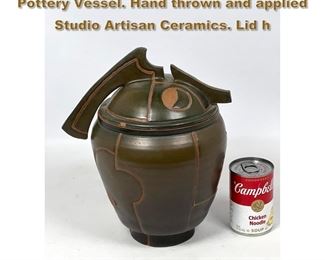 Lot 1734 1984 DARLINGTON signed Glazed Pottery Vessel. Hand thrown and applied Studio Artisan Ceramics. Lid h