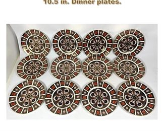 Lot 1743 12 Royal Crown Derby Old Imari 10.5 in. Dinner plates. 