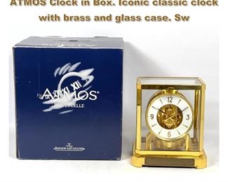 Lot 1754 Cartier LeCOULTRE Brass Frame ATMOS Clock in Box. Iconic classic clock with brass and glass case. Sw