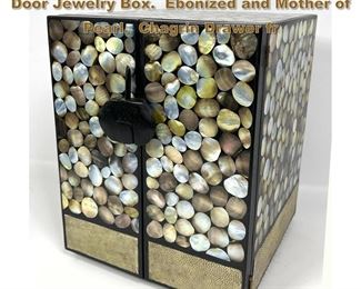 Lot 1757 Elaborate RY Augousti Paris Two Door Jewelry Box. Ebonized and Mother of Pearl. Chagrin Drawer fr