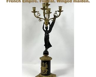 Lot 1762 Classical Gilt Bronze Candelabra. French Empire. Figural. Winged maiden. 