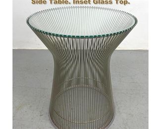 Lot 1773 WARREN PLATNER Chromed Steel Side Table. Inset Glass Top. 