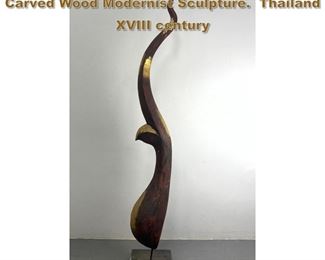 Lot 1778 Finial of temple Polychrome Gilt Carved Wood Modernist Sculpture. Thailand XVIII century