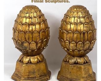 Lot 1780 Contemporary Gold Gilt Acorn Finial Sculptures. 