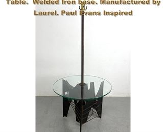 Lot 1785 HARRY BALMER for LAUREL Lamp Table. Welded Iron base. Manufactured by Laurel. Paul Evans Inspired