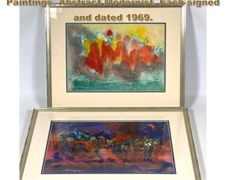 Lot 1787 2pc ROSENBORG Watercolor Paintings. Abstract Modernist. Each signed and dated 1969.